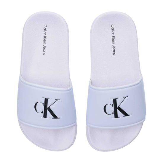 Calvin Klein Leren platte slippers met open teen voor kinderen (Wit) - Image 2