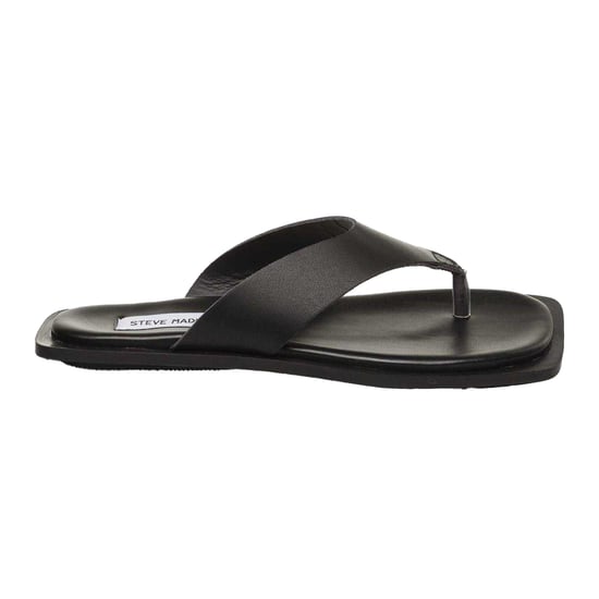 Steve Madden Läderflipflops med fyrkantig tå för kvinnor/damer (Svart) - Image 1