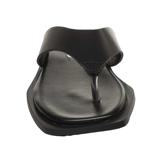 Steve Madden Läderflipflops med fyrkantig tå för kvinnor/damer (Svart) - Image 4