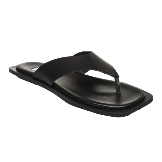 Steve Madden Läderflipflops med fyrkantig tå för kvinnor/damer (Svart) - Image 5