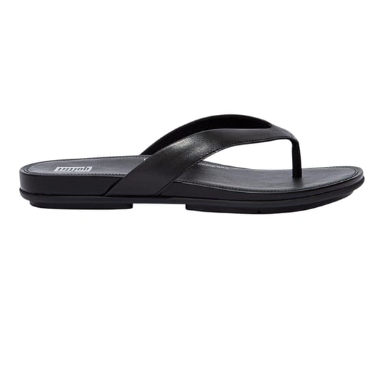 FitFlop Gracie leren platte teenslippers voor dames (Allemaal zwart) - Image 1