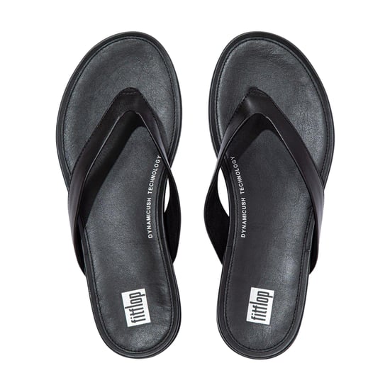 FitFlop Gracie leren platte teenslippers voor dames (Allemaal zwart) - Image 2