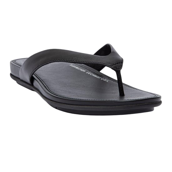 FitFlop Gracie leren platte teenslippers voor dames (Allemaal zwart) - Image 4