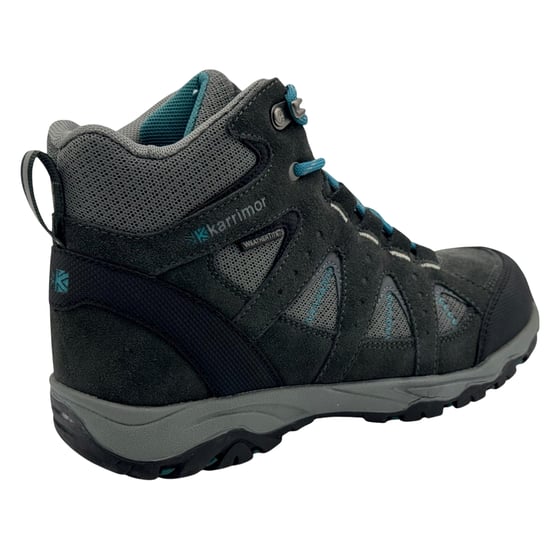 Karrimor Childrens/Kids Mount Leather Walking Shoes (Grey/Teal) - Image 2