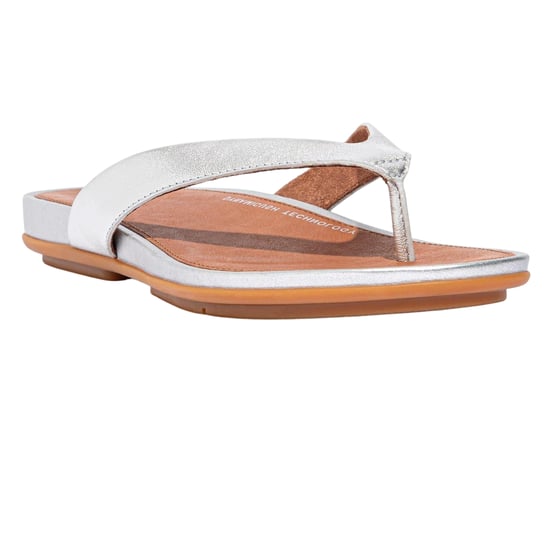 FitFlop Gracie leren platte teenslippers voor dames (Zilver) - Image 3