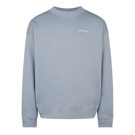 Men's Off White Off Bolt Arrow Swt in Faded Denim - Image 1