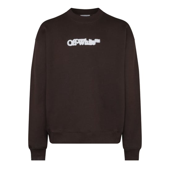 Men's Off White Off Spray Arrow Crew in Chocolate - Image 1