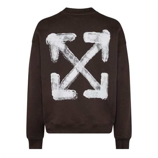 Men's Off White Off Spray Arrow Crew in Chocolate - Image 2