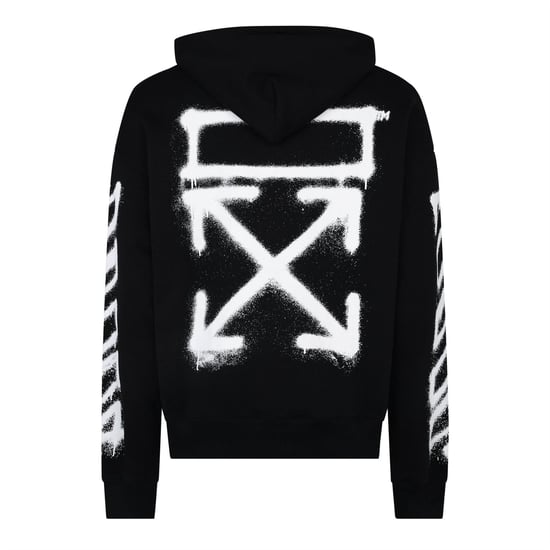 Men's Off White Off Spray Arrow Hoody in Black - Image 2