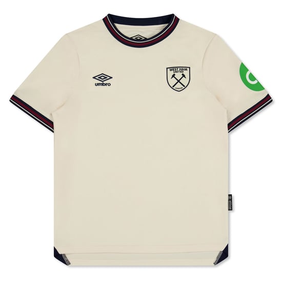Boys Umbro WHU Junior Crew Neck Short Sleeve Jersey T-Shirt in Ecru - Image 1