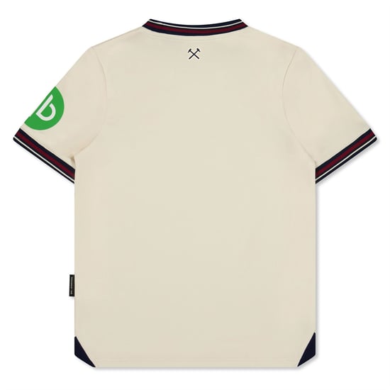 Boys Umbro WHU Junior Crew Neck Short Sleeve Jersey T-Shirt in Ecru - Image 2