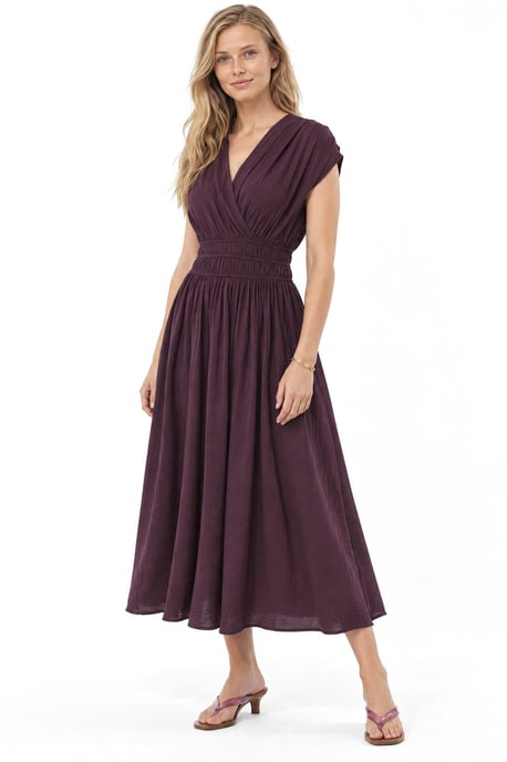 Getextureerde midi-jurk met V-hals - Image 2