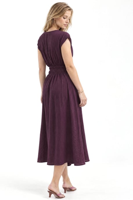 Getextureerde midi-jurk met V-hals - Image 3