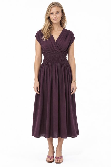 Getextureerde midi-jurk met V-hals - Image 4