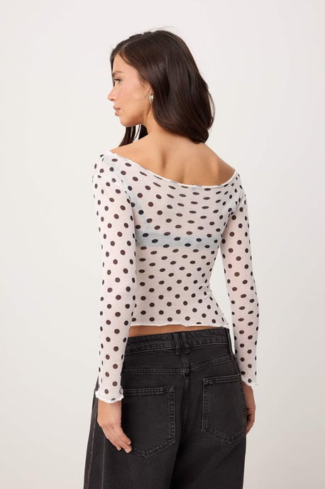 TRENDYOLMİLLA Dames Wit Etnisch patroon Lang Getailleerd Blouses - Image 3