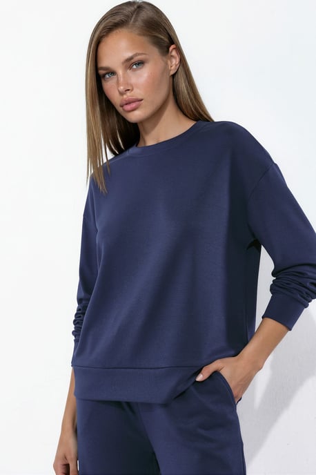 Modal Touch Basic Sweatshirt & Wide Leg Pants Two-Piece Coord Set - Image 6