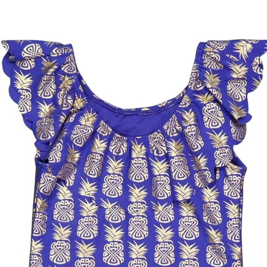 Biba Geometrisch zwempak met ruches voor meisjes (Blauw) - Image 3