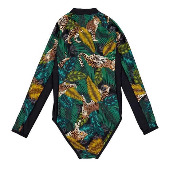 Biba Rashguard-zwempak met lange mouwen en dierenprint voor meisjes (Zwart) - Image 2