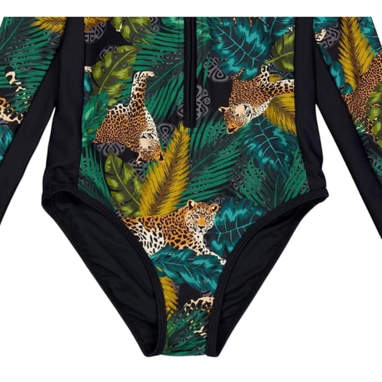 Biba Rashguard-zwempak met lange mouwen en dierenprint voor meisjes (Zwart) - Image 4