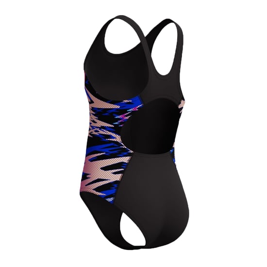 Speedo Meisjes Hyperboom Splice Abstract Muscleback eendelig zwempak (Zwart/roze) - Image 3