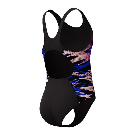 Speedo Meisjes Hyperboom Splice Abstract Muscleback eendelig zwempak (Zwart/roze) - Image 4