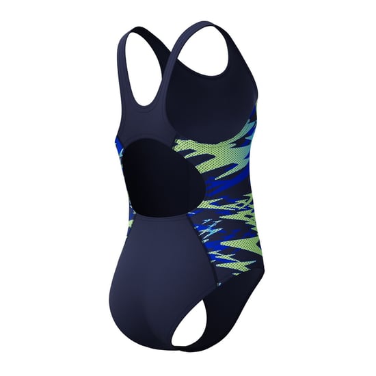 Speedo Meisjes Hyperboom Splice Abstract Muscleback eendelig zwempak (Blauw/Groen) - Image 2