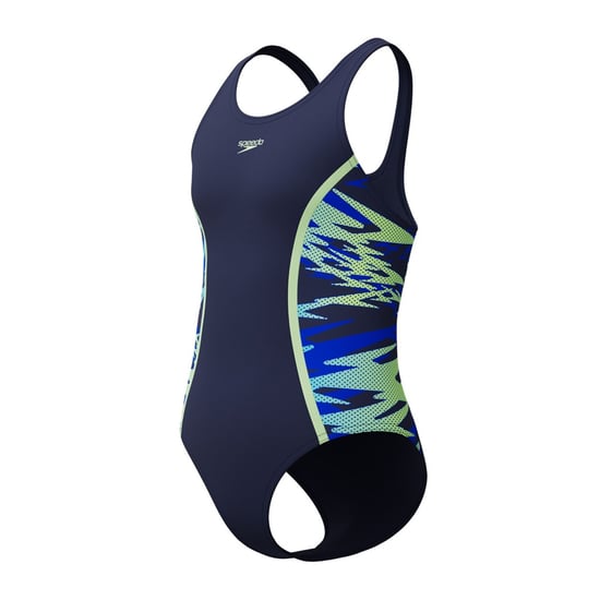 Speedo Meisjes Hyperboom Splice Abstract Muscleback eendelig zwempak (Blauw/Groen) - Image 4