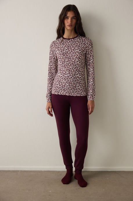 Pyjamatop met lange mouwen en luipaardprint met thermisch effect - Image 2