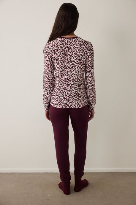 Pyjamatop met lange mouwen en luipaardprint met thermisch effect - Image 3