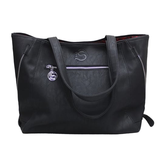 Spiral Black Cat Faux Leather Tote Bag (Black) - Image 2