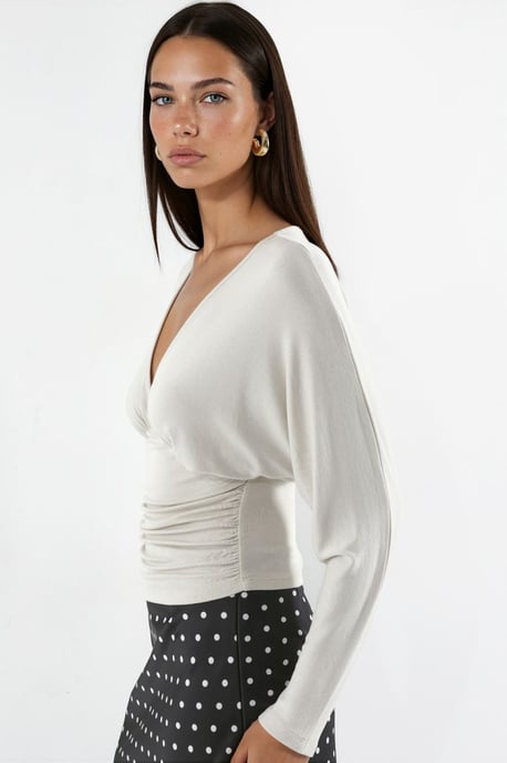 Gebreide blouse met V-hals en relaxed fit - Image 2