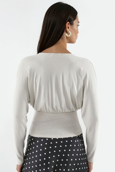 Gebreide blouse met V-hals en relaxed fit - Image 3