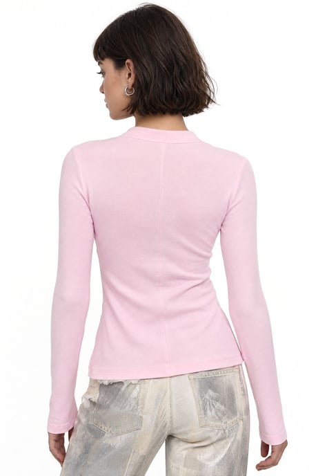 Slim Fit V-Neck Long Sleeve Blouse - Image 2