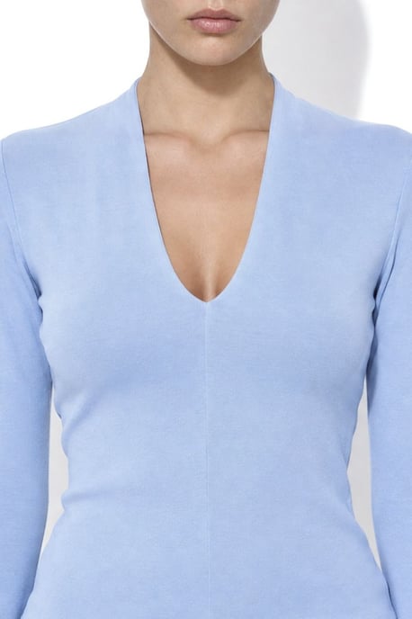 Slim Fit V-Neck Long Sleeve Blouse - Image 4