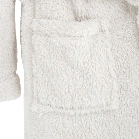 Linea Fleece-badjas met capuchon en lange mouwen voor dames (Grijs) - Image 4