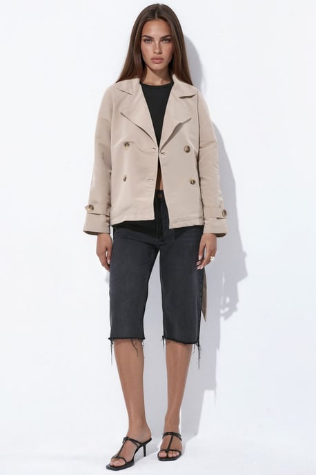 Belted Flowy Short Trench Coat - Image 6