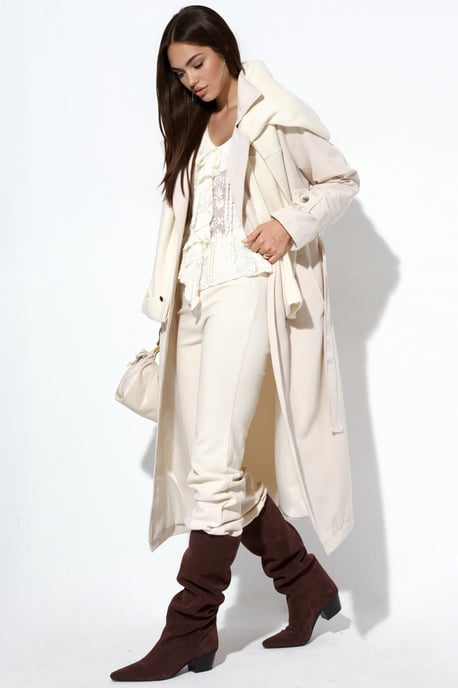 Double-Breasted Belted Long Trench Coat - Image 2