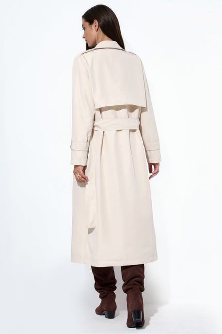 Double-Breasted Belted Long Trench Coat - Image 3