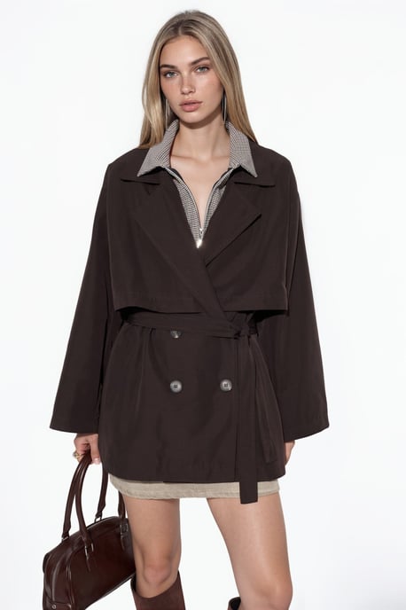 Dubbelrijige trenchcoat met ceintuur - Image 1