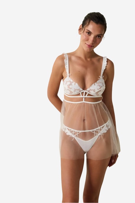 Broken Broderie Embroidered Floral Underwired Dowry Babydoll - Image 5
