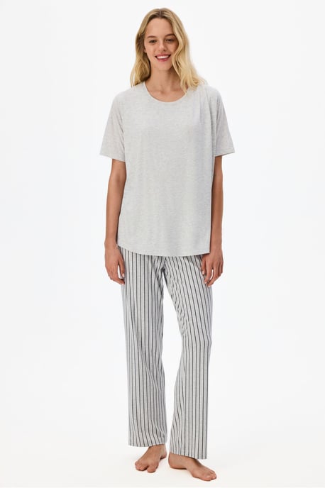 Penti Melange Mama Bekvämt randigt pyjamaset med kort ärm - Image 1