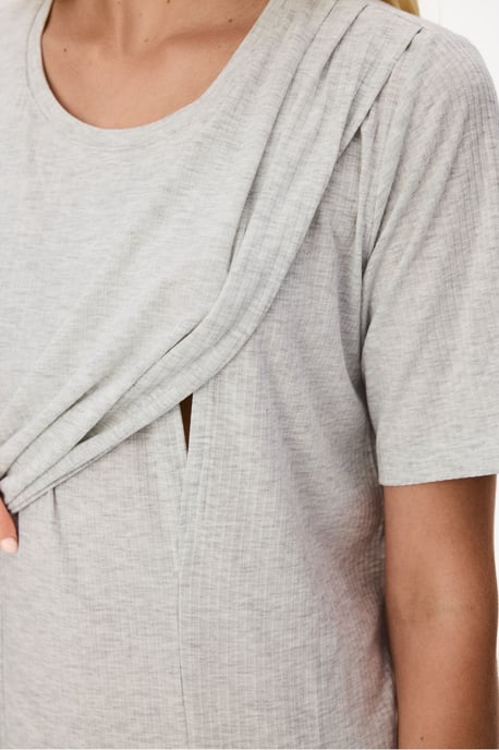 Penti Melange Mama Bekvämt randigt pyjamaset med kort ärm - Image 3