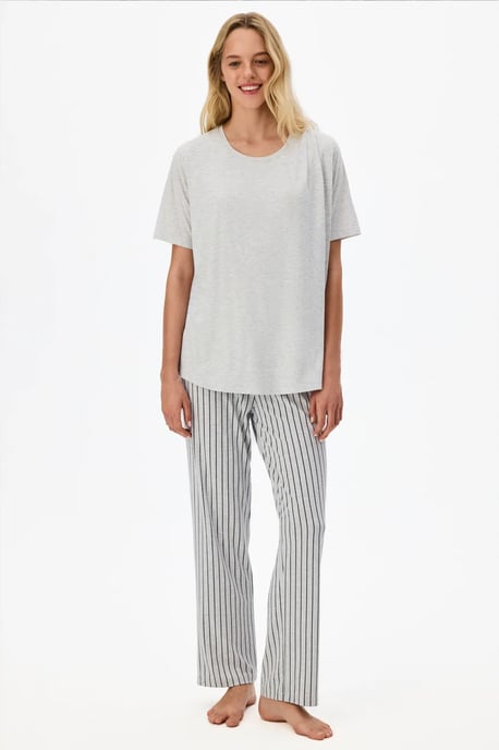 Penti Melange Mama Bekvämt randigt pyjamaset med kort ärm - Image 6