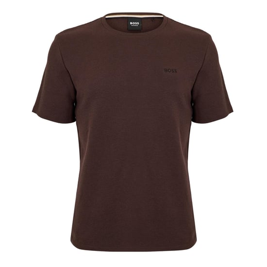 Boss Gestructureerd pyjamashirt voor heren van wafelbreisel (Bruin) - Image 1