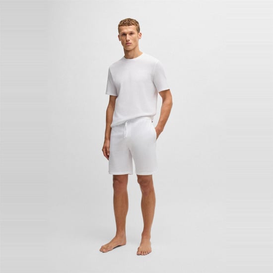 Boss Gestructureerd pyjamashirt voor heren van wafelbreisel (Wit) - Image 5