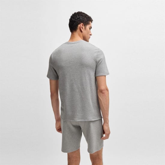 Boss Gestructureerd pyjamashirt voor heren van wafelbreisel (Medium Grijs) - Image 3