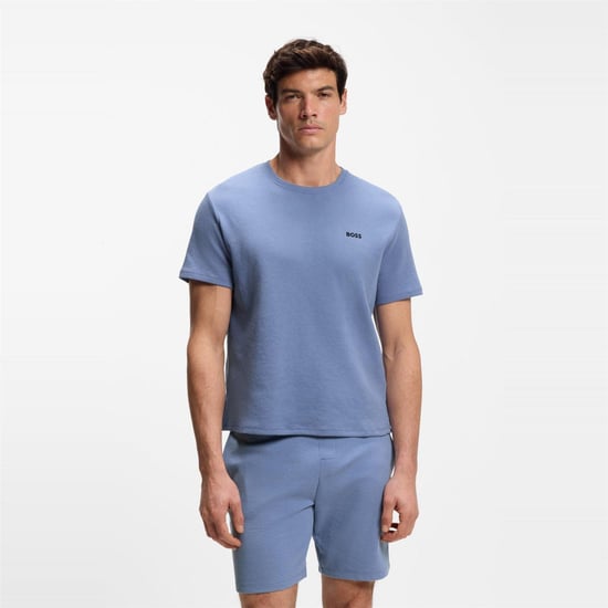 Boss Gestructureerd pyjamashirt voor heren van wafelbreisel (Pastelblauw) - Image 2
