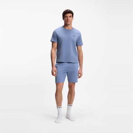 Boss Gestructureerd pyjamashirt voor heren van wafelbreisel (Pastelblauw) - Image 5