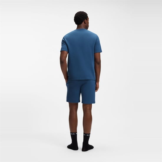 Boss Gestructureerd pyjamashirt voor heren van wafelbreisel (Middenblauw) - Image 3