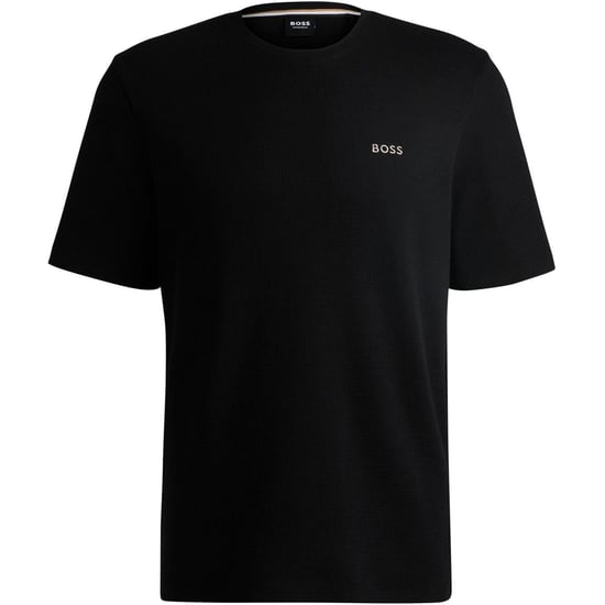Boss Mens Waffle Knit Structured Pyjama Top (Black) - Image 1